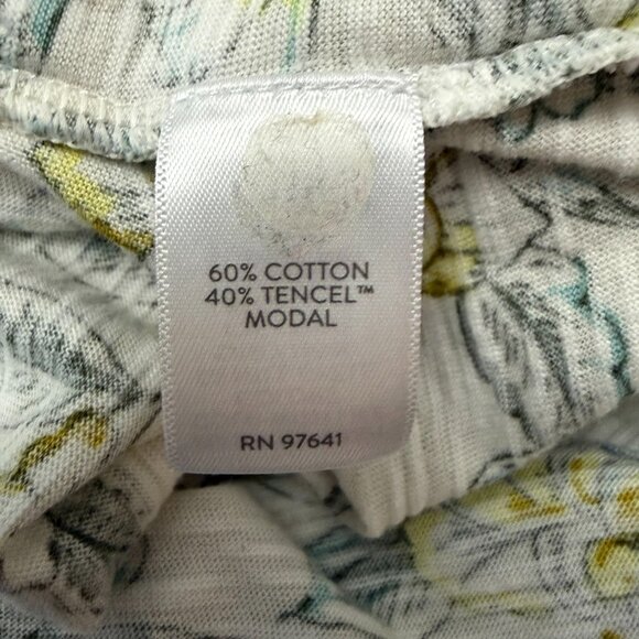 Pure J Jill XL Knit Popover Top Cotton Modal 3/4 Sleeve Ivory Yellow Floral - Picture 7 of 11